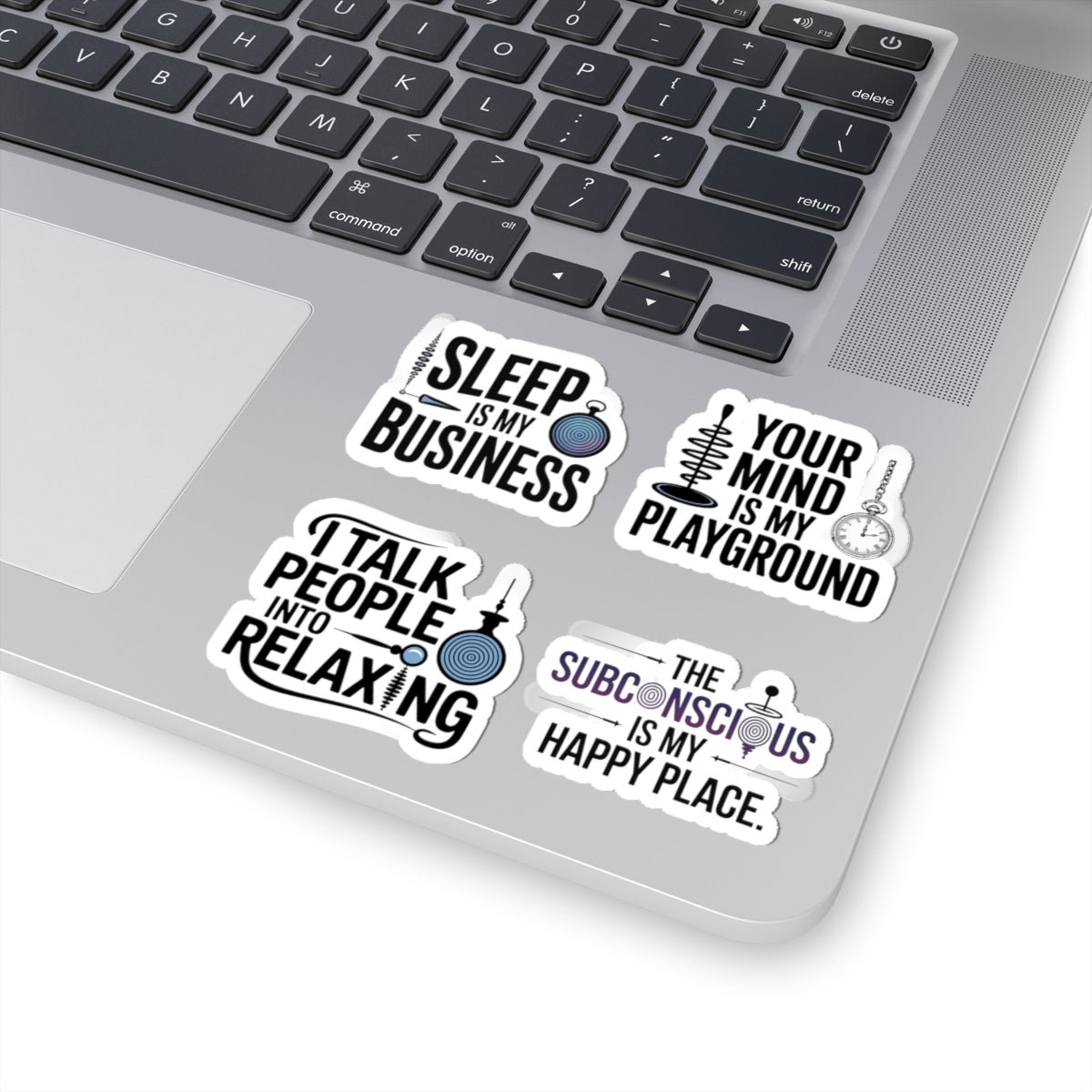 Hypnotist Sticker Pack – 4 PCS Funny Subconscious Happy Place Decals for Hypnotists Sleep Business Pros