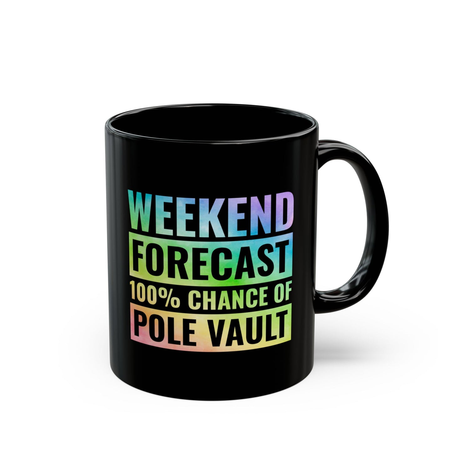 Pole Vault Mug Black – Rainbow Track and Field Gift for Pole Vaulter, Weekend Athlete Cup 11 oz