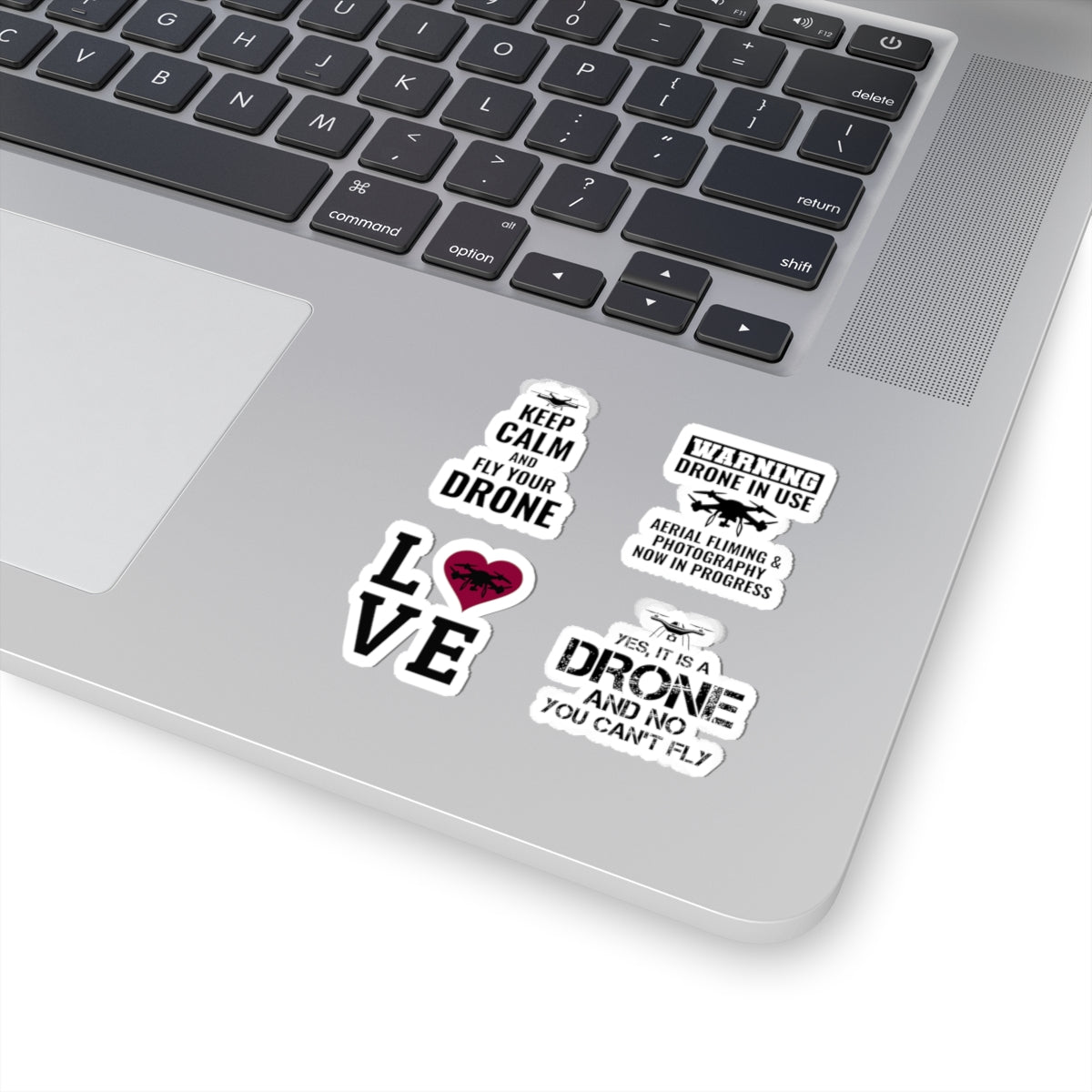 Drone Photography Sticker Pack – 4 PCS Funny Aerial Filming Love Decals for Drone Pilots FPV Fans