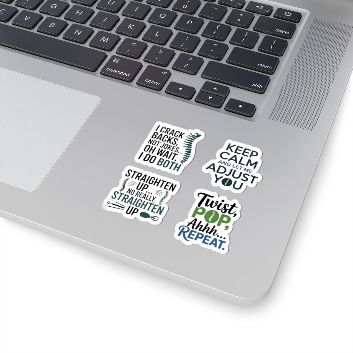 Chiropractor Sticker Pack – 4 PCS Funny Spine Humor Decals for Chiropractic Doctors Clinic Staff
