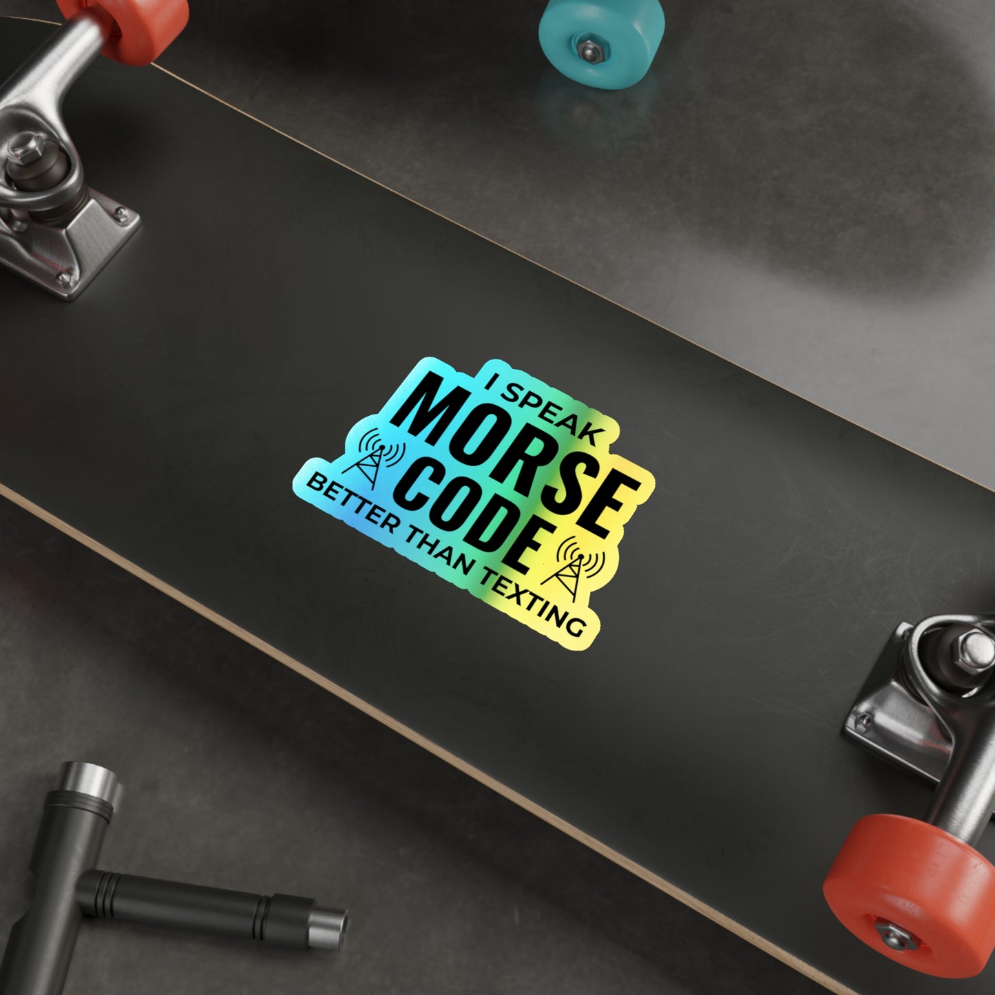 Amateur Ham Radio Operator Stickers Holographic Vinyl Decal - Morse Code Pro & CW Enthusiast