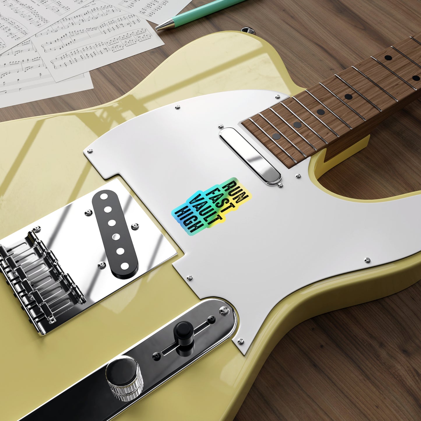 Pole Vault Stickers Holographic Vinyl Track & Field – 'Run Fast, Vault Higher' Pole Vaulting Quote for Athletes