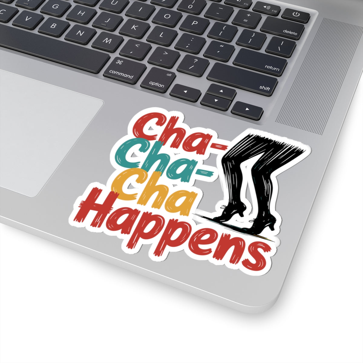Cha-Cha Wordplay Sticker - Dance Pun Fun Vinyl Decal for Dancers, Latin Humor Fans