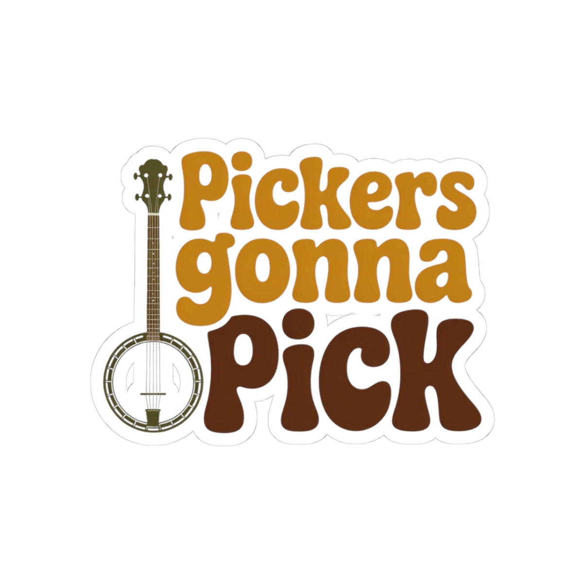 Banjo Sticker – Retro Groovy Typography Pun Decal for Bluegrass Pickers Folk String Instrument Enthusiasts