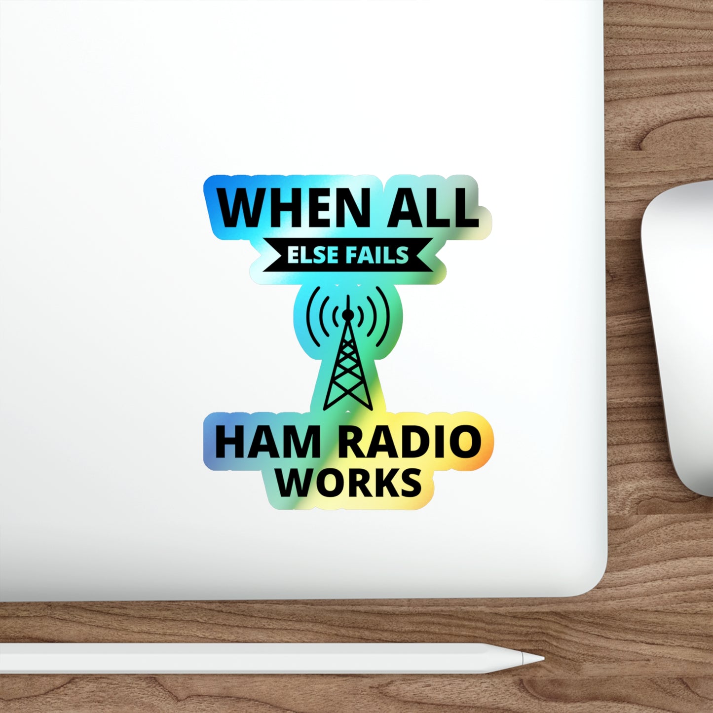 Amateur Ham Radio Operator Stickers Holographic Vinyl Decal - Reliable Comms & Morse Code