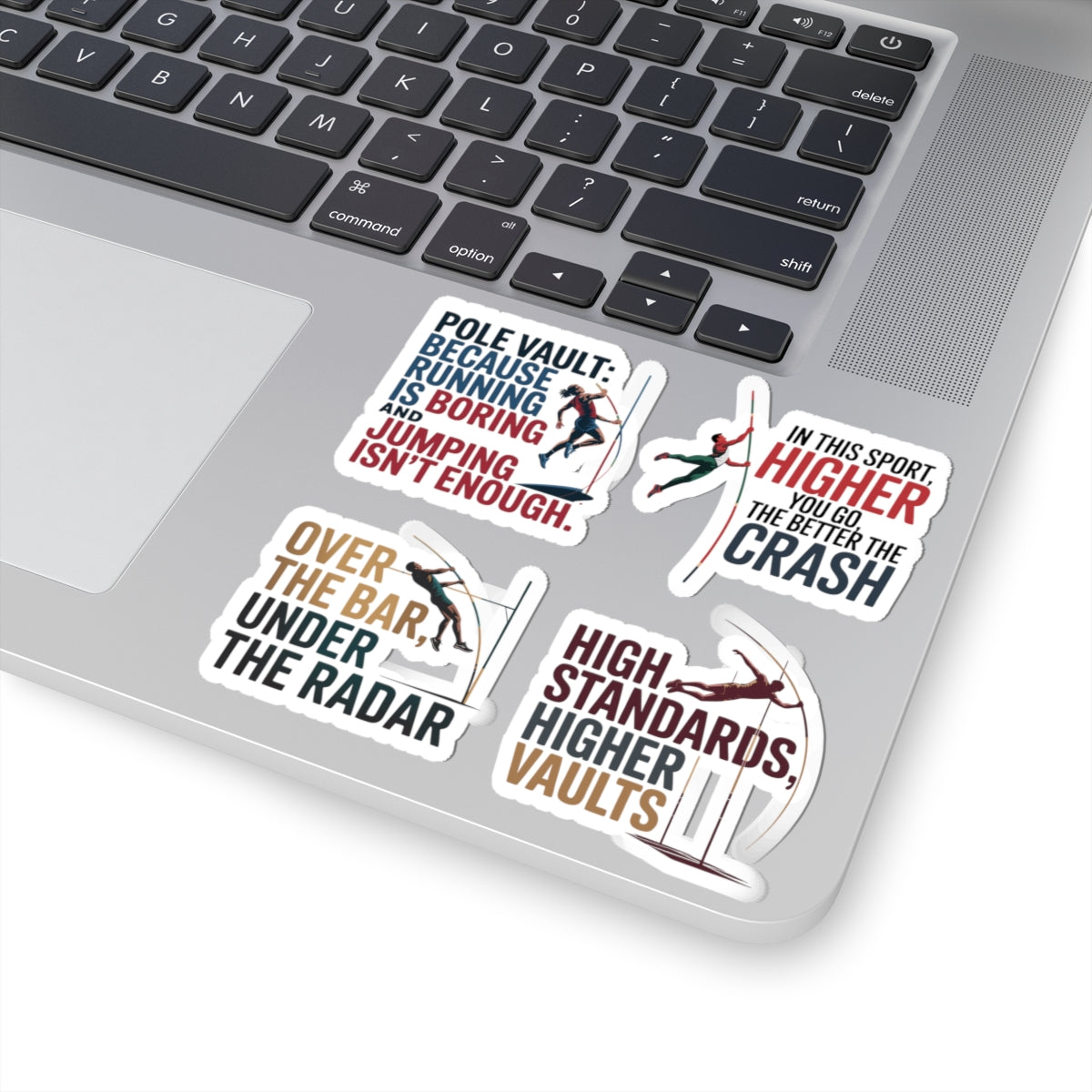Pole Vault Sticker Pack – 4 PCS Funny Bold Sport Humor Decal Set for Track & Field Athletes Vaulters