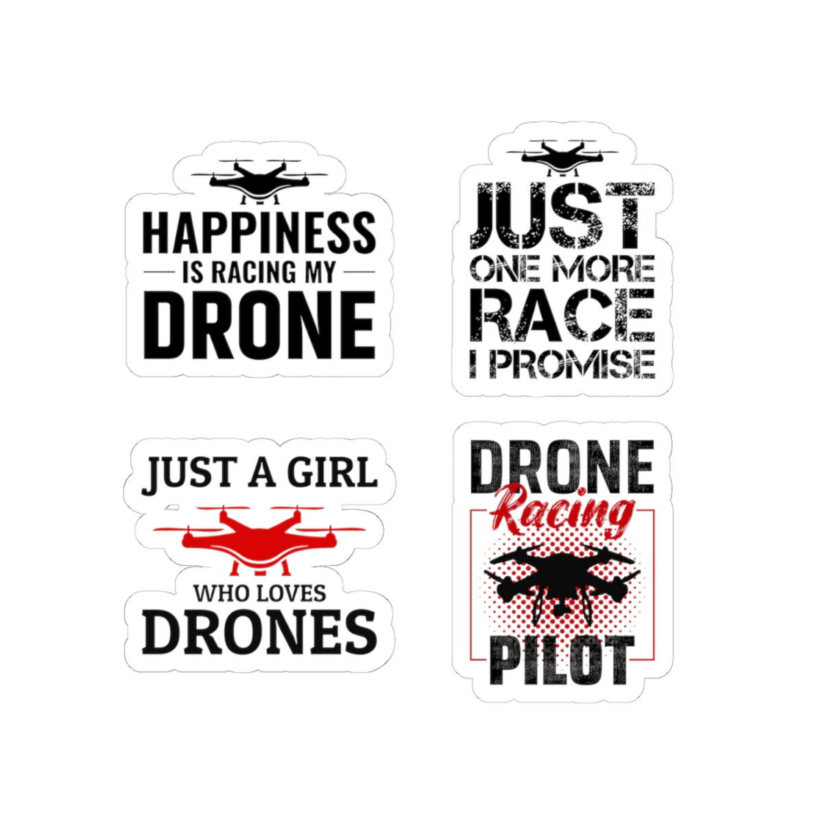 Drone Racing Sticker Pack – 4 PCS Witty Won't Like Me FPV Decals for Drone Pilots RC Enthusiasts