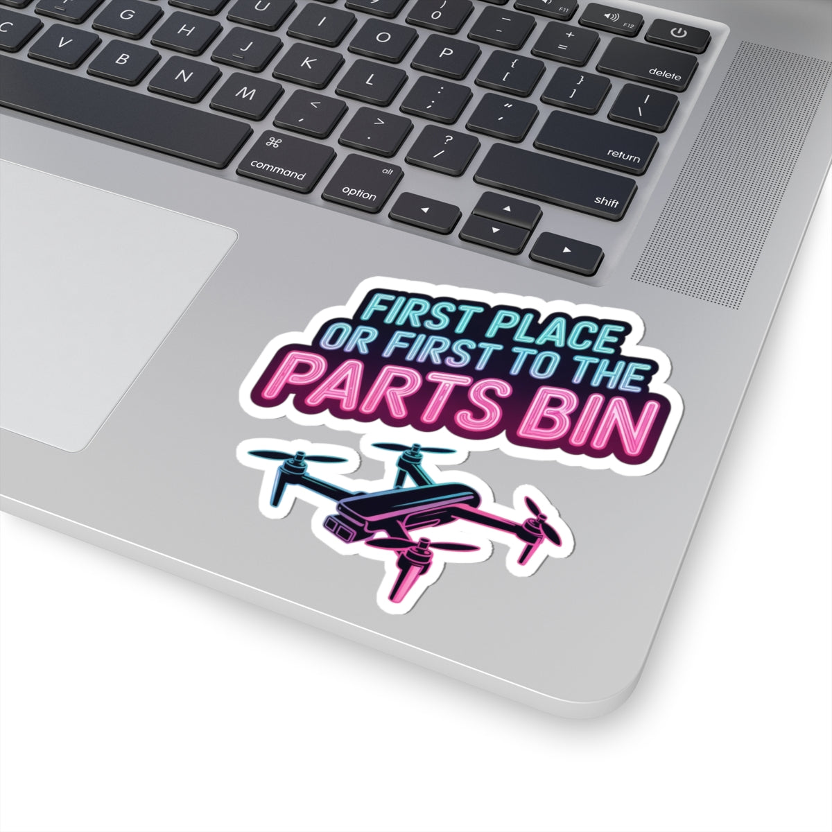 FPV Drone Sticker – Funny Parts Bin Quote Decal for Racing Pilots, Quadcopter Enthusiasts and Crash Survivors