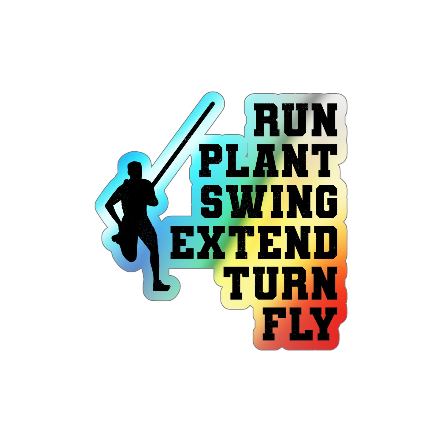 Pole Vault Holographic Stickers - Athlete Training Jumping Decal for Sports Enthusiasts