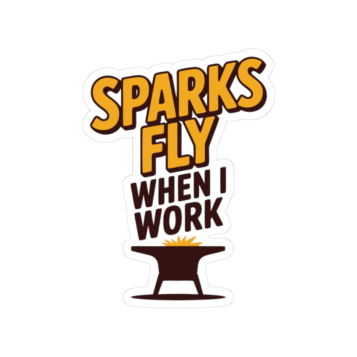 Blacksmith Anvil Sticker – Funny Sparks Fly Forge Decal for Metalworkers Forging Enthusiasts