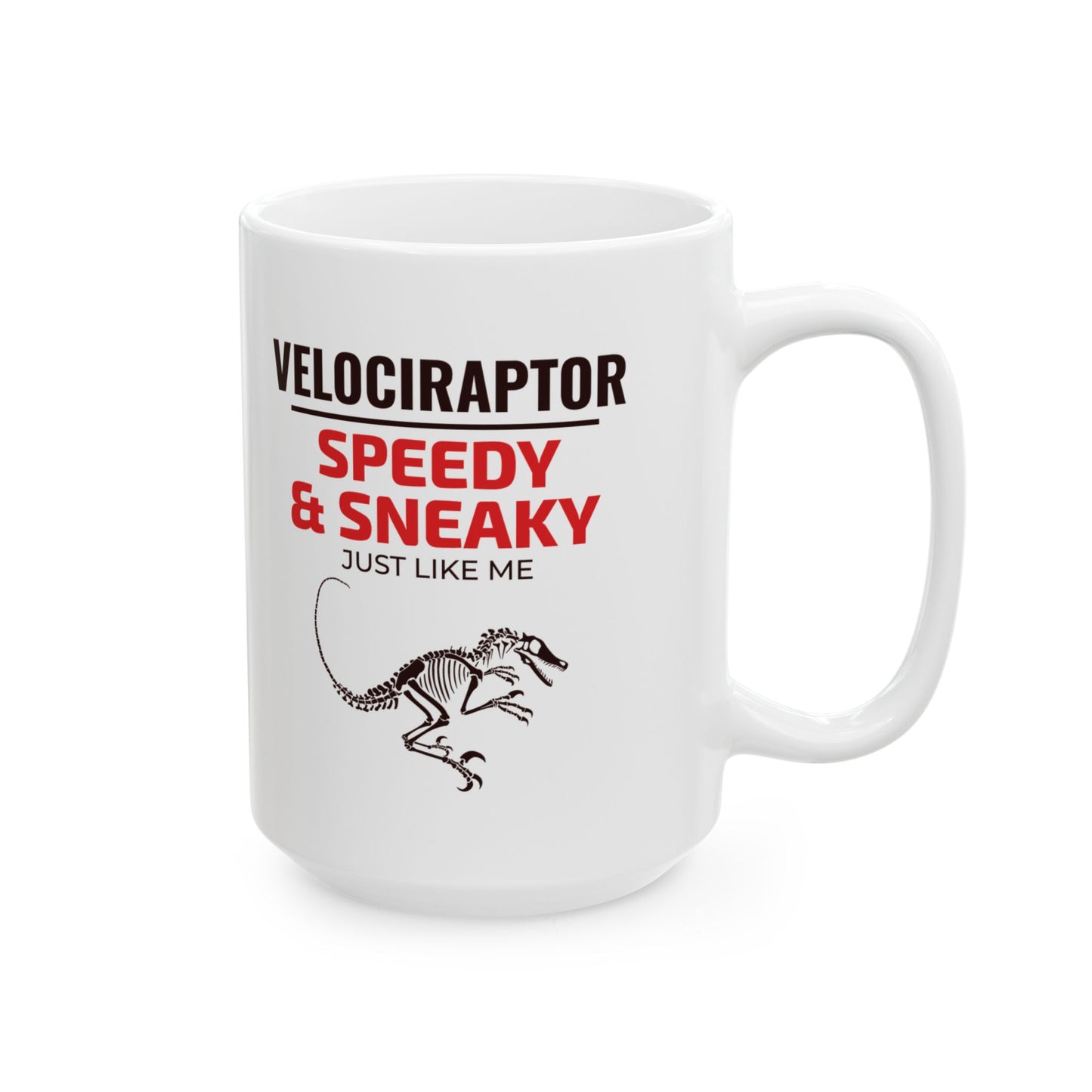 Dinosaur Fossil Mug for Raptor Enthusiasts Velociraptor Skeleton Design