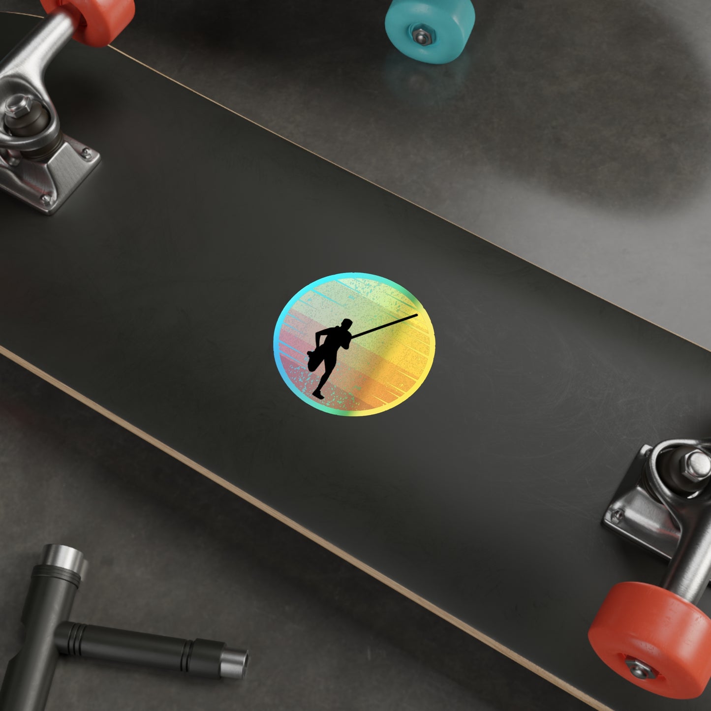 Pole Vault Holographic Stickers - Retro Athlete Design for Sports Enthusiasts