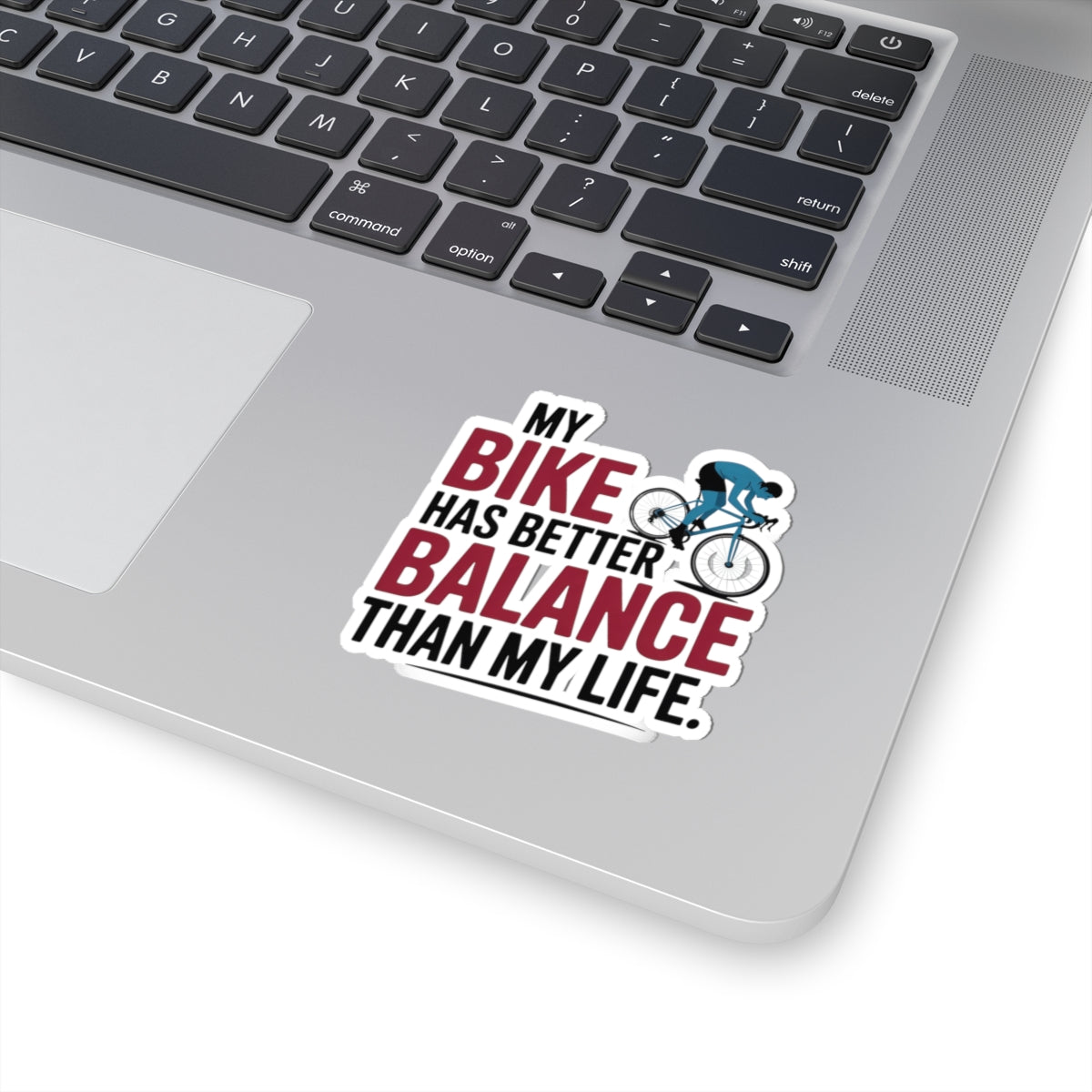 Humorous Bike Balance Sticker - Life Balance Humor Vinyl Decal for Artistic Rhythmic Athletes, Coach, Studio Riders