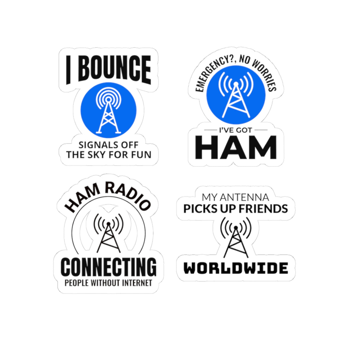 Ham Radio Sticker Pack – 4 PCS Funny Antenna Signal Decals for Amateur Radio Operators Worldwide Enthusiasts