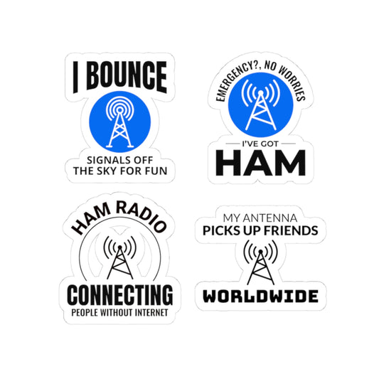 Ham Radio Sticker Pack – 4 PCS Funny Antenna Signal Decals for Amateur Radio Operators Worldwide Enthusiasts
