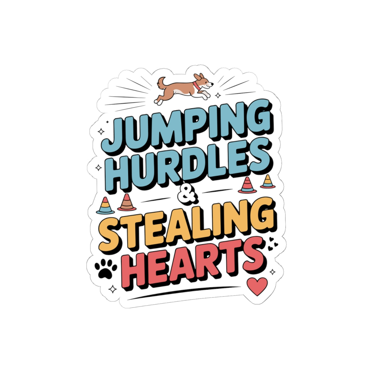 Dog Agility Jumping Sticker - Funny Pet Training Vinyl Decal for Dog Owners Trainers Competitors