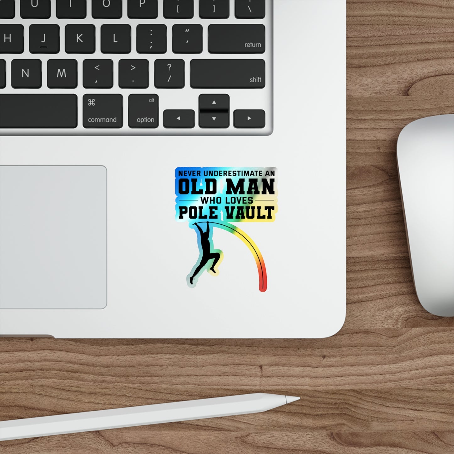 Pole Vaulter Sticker Holographic Vinyl - Old School Track & Field Humor, Gift for Veteran Athletes, Senior Coaches