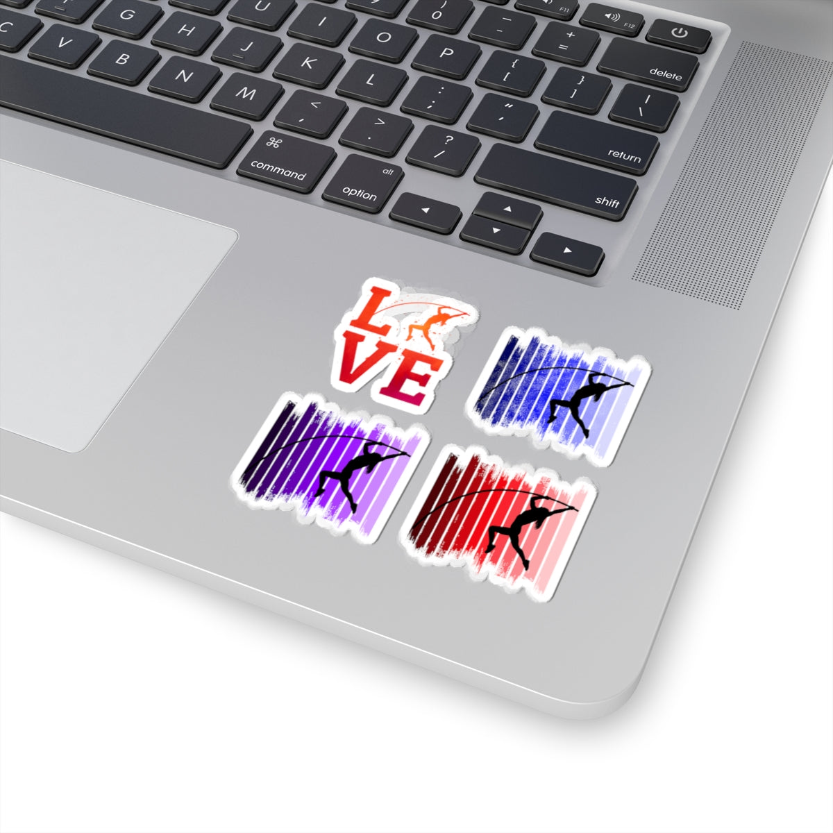 Pole Vault Sticker Pack – 4 PCS Colorful Brush Stroke Graphic Decal Set for Female Track Athletes, Girl Vaulters & Sport Fans