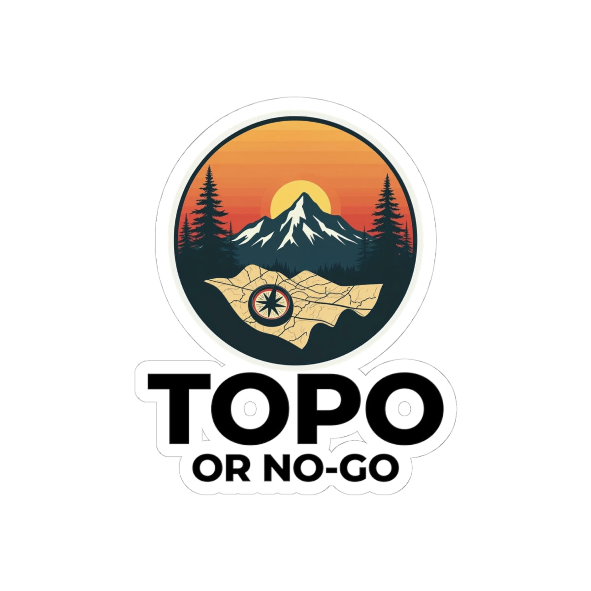 Rugged Trail Sticker - Topographic Vinyl Decal for Hikers & Backpackers