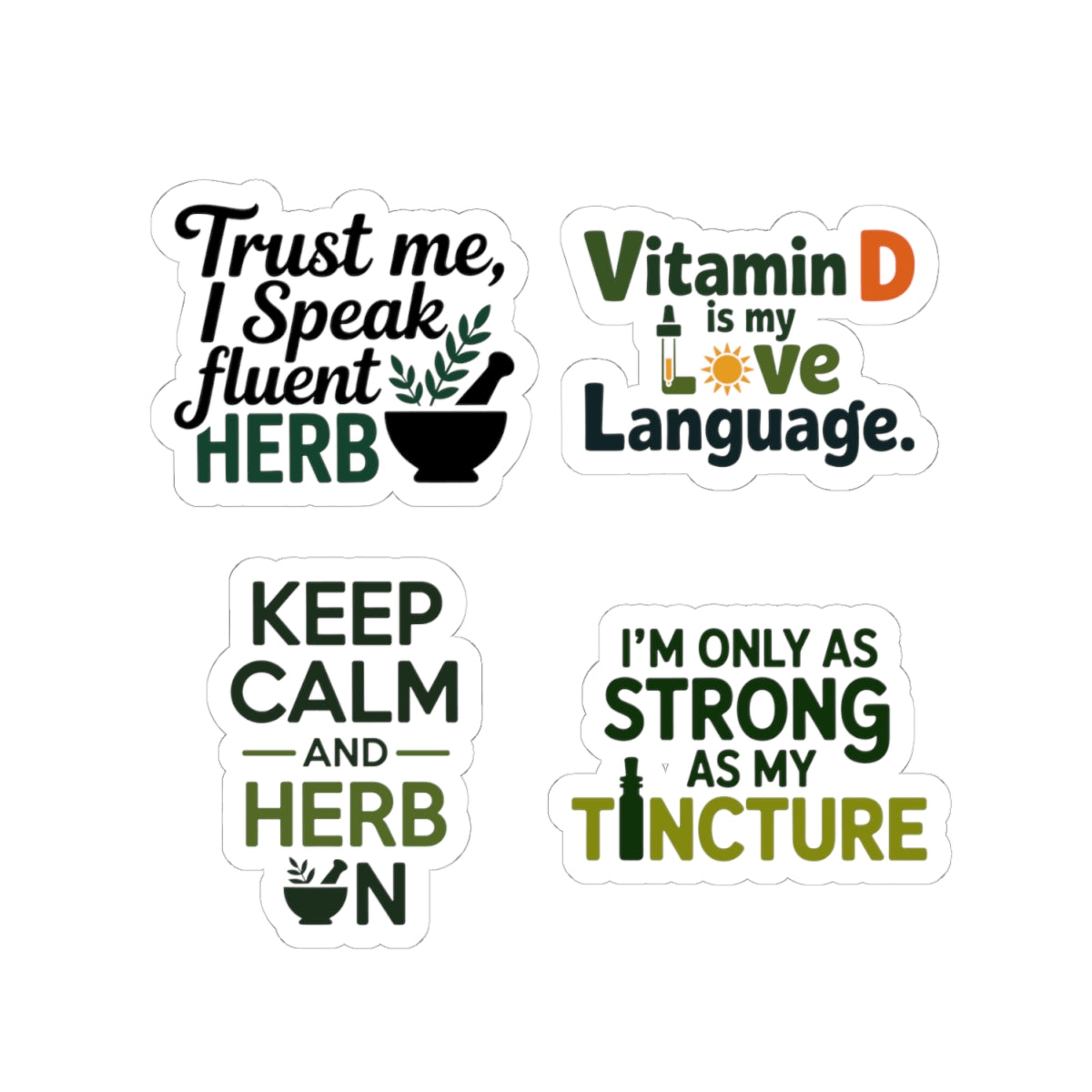 Naturopath Sticker Pack – 4 PCS Funny Fluent Herb Tincture Decals for Naturopaths Holistic Health Lovers