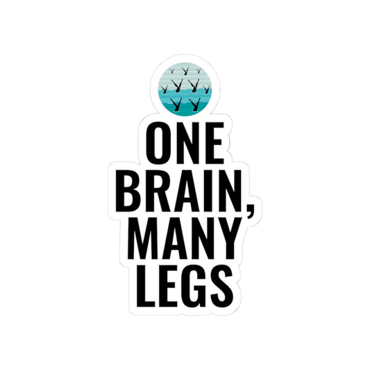 Humorous Synchronized Swimming Sticker - 'One Brain, Many Legs' Teamwork Vinyl Decal