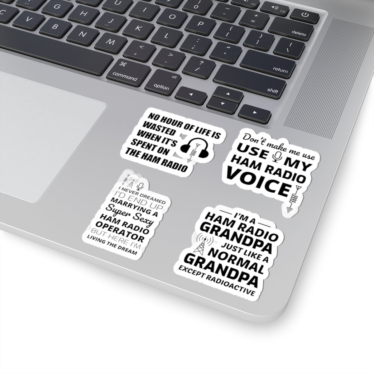 Ham Radio Sticker Pack – 4 PCS Funny Grandpa Radioactive Decals for Amateur Operators Hobbyist Spouses