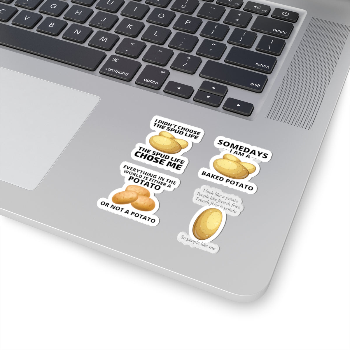 Potato Sticker Pack – 4 PCS Funny Spud Life Baked Potato French Fries Decal Set for Potato Lovers Food Fans