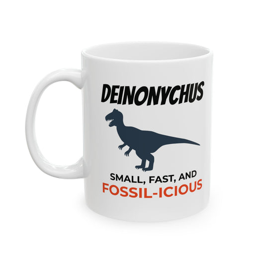 Dinosaur Fossil Mug - Deinonychus, Raptor - Paleontologist Gift