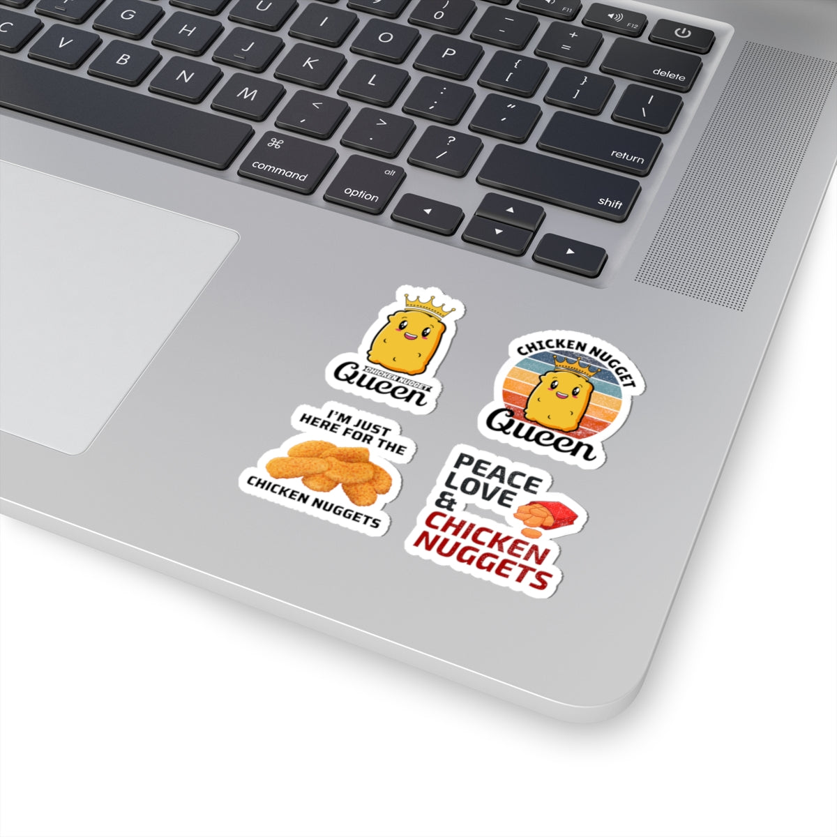 Chicken Nugget Queen Sticker Pack – 4 PCS Cute Kawaii Food Decals for Nugget Lovers Girls