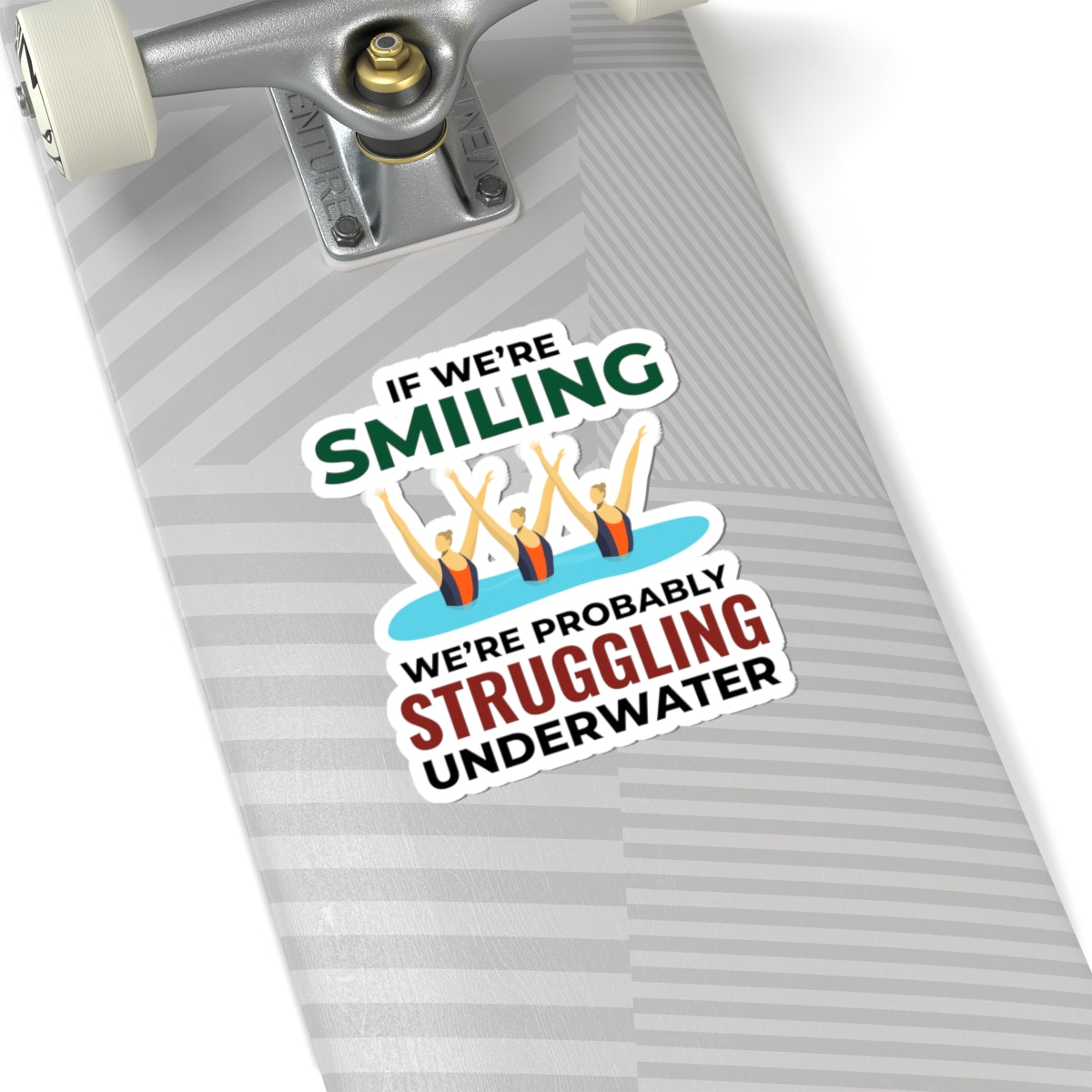 Funny Synchronized Swimming Sticker - Underwater Struggle Vinyl Decal for Swimmers