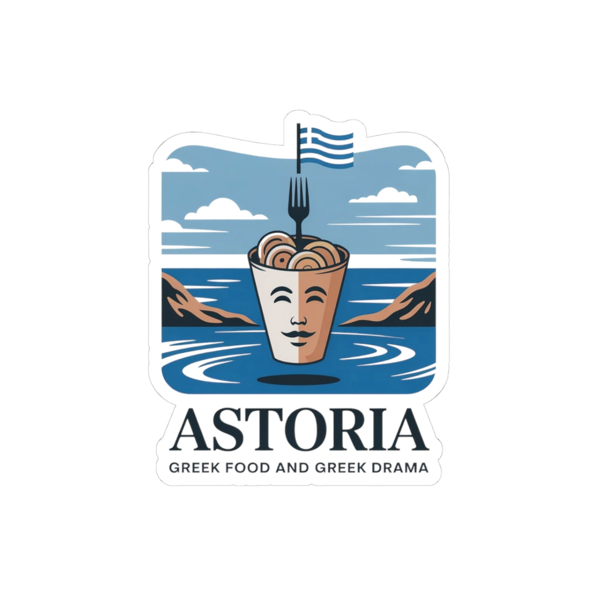 Astoria Authentic Sticker - Souvlaki & Drama Vinyl Decal for Greek NYC Lovers
