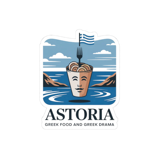 Astoria Authentic Sticker - Souvlaki & Drama Vinyl Decal for Greek NYC Lovers