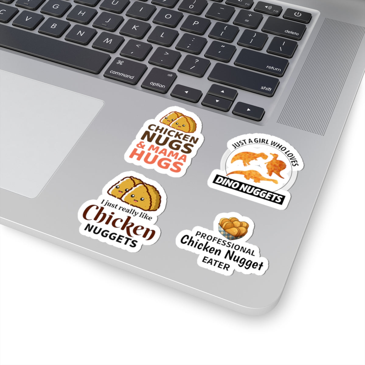 Dino Nugget Sticker Pack – 4 PCS Funny Kawaii Food Decals for Girls Kids Chicken Nugget Lovers
