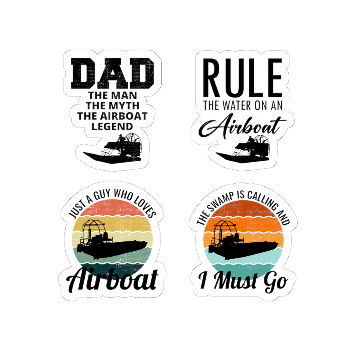 Airboat Dad Sticker Pack – 4 PCS Funny Legend Retro Decals for Swamp Boat Dads Airboat Enthusiasts