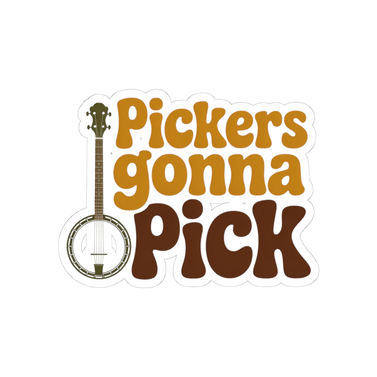 Banjo Sticker – Retro Groovy Typography Pun Decal for Bluegrass Pickers Folk String Instrument Enthusiasts