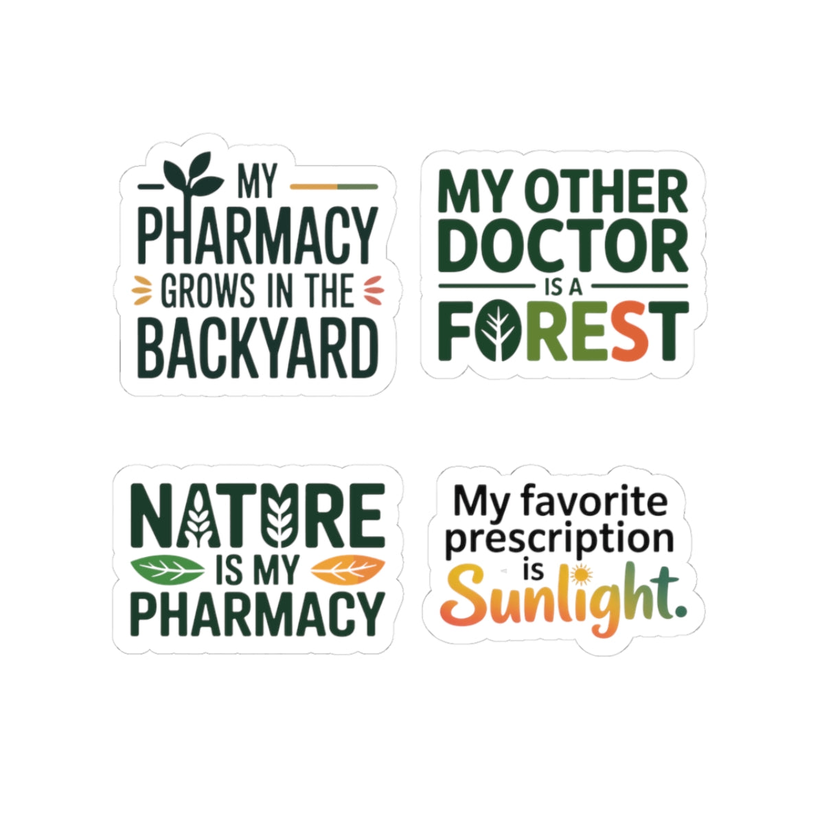 Naturopath Sticker Pack – 4 PCS Funny Nature Pharmacy Sunlight Decals for Naturopaths Holistic Health Fans