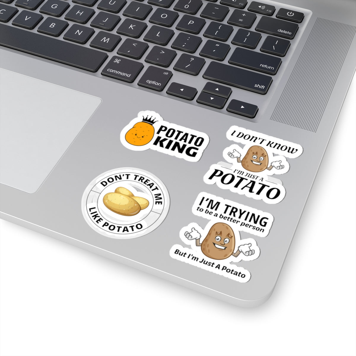 Potato Sticker Pack – 4 PCS Funny Potato King Don't Treat Me Like Potato Decal Set for Potato Lovers Foodies