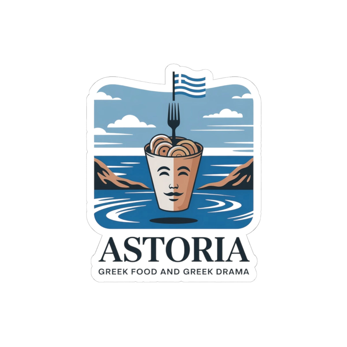 Astoria Authentic Sticker - Souvlaki & Drama Vinyl Decal for Greek NYC Lovers