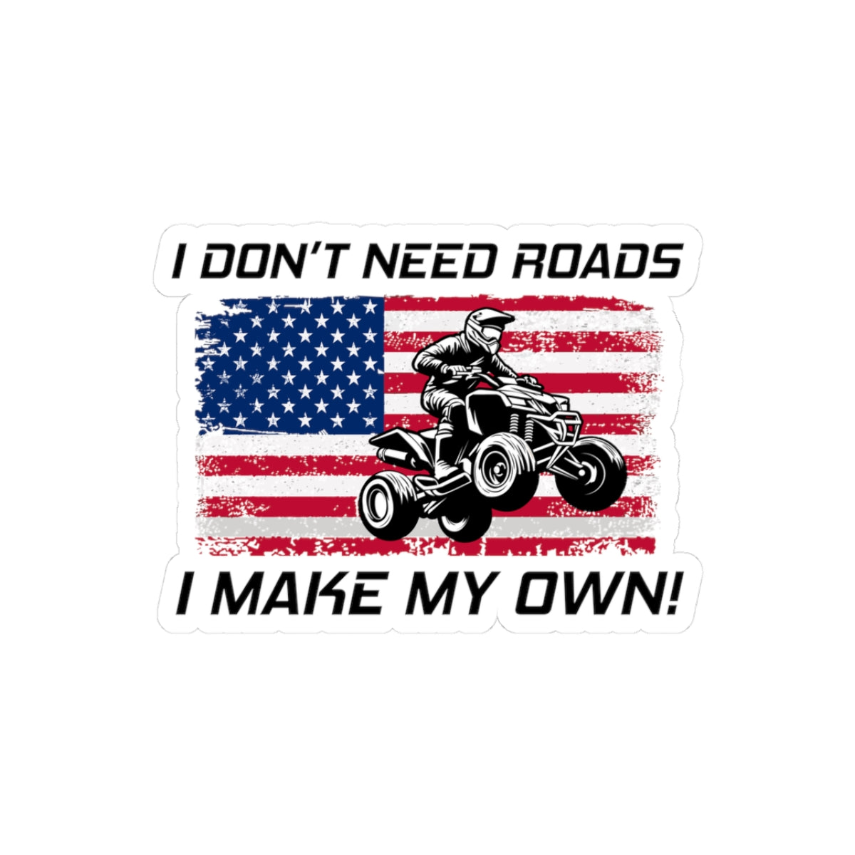 ATV Racing Sticker Vinyl - American Flag Quad Bike Decal for Off-Road Enthusiasts & Patriot Riders