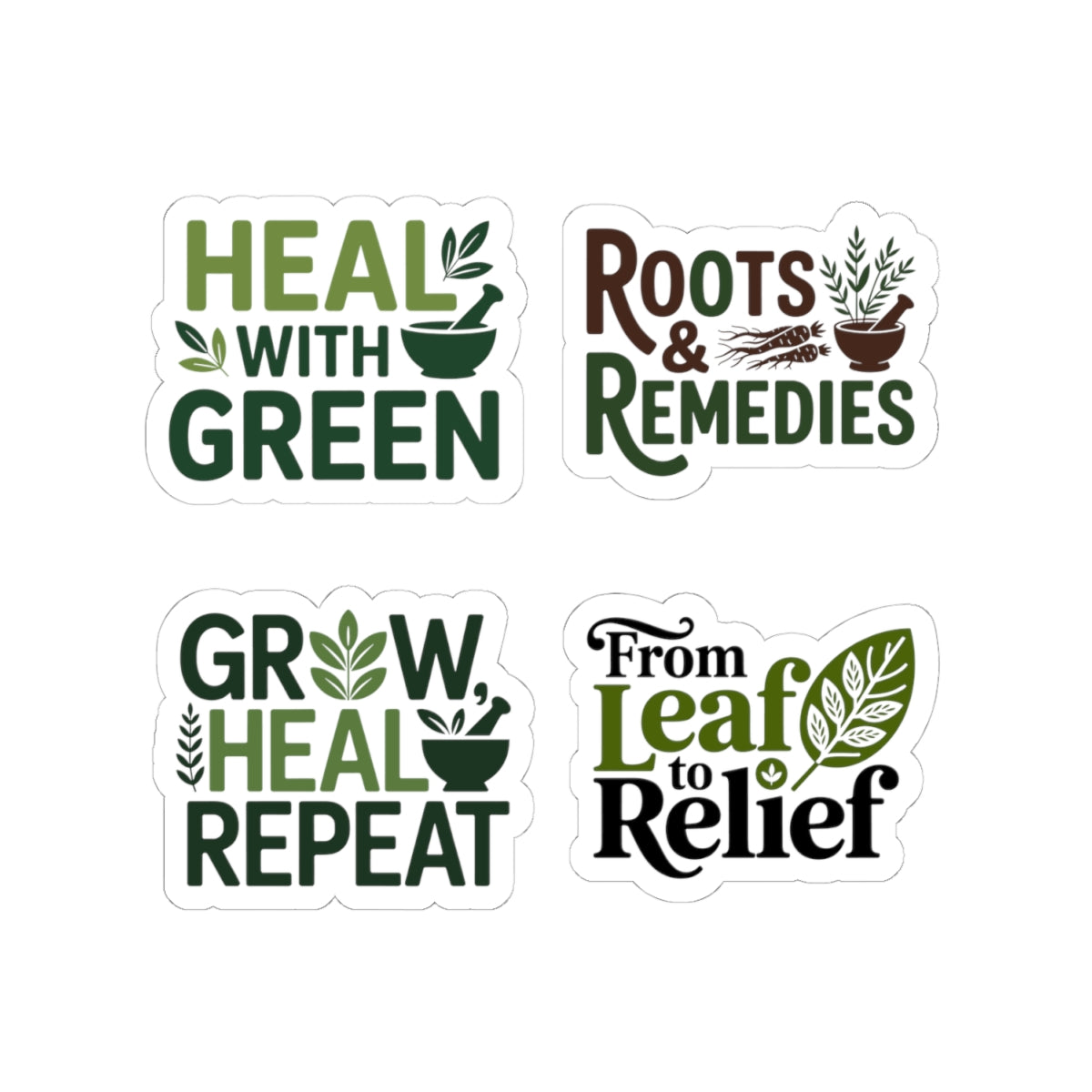Herbalist Sticker Pack – 4 PCS Inspirational Plant Healing Decals for Herbalists Natural Remedy Lovers