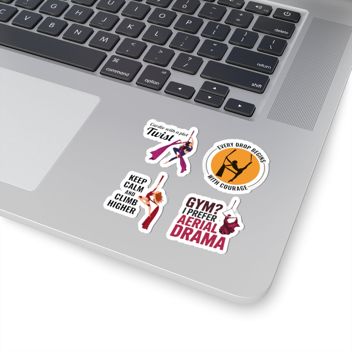 Aerial Silk Sticker Pack – 4 PCS Funny & Motivational Quote Decal Set for Aerialists & Circus Performers