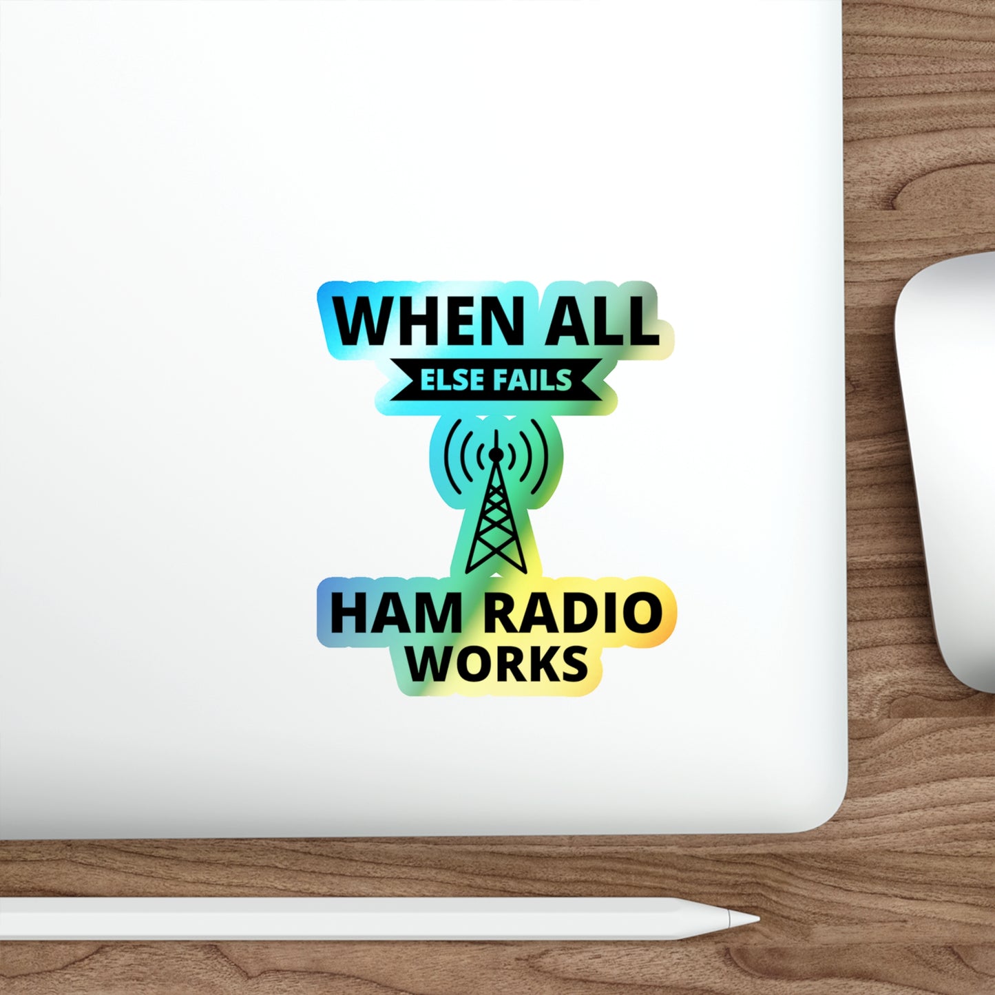 Amateur Ham Radio Operator Stickers Holographic Vinyl Decal - Reliable Comms & Morse Code