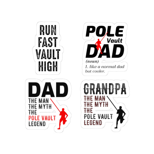 Pole Vault Sticker Pack – 4 PCS Funny Dad Grandpa Decal Set for Track and Field Sport Dads, Grandpas & Vaulting Families