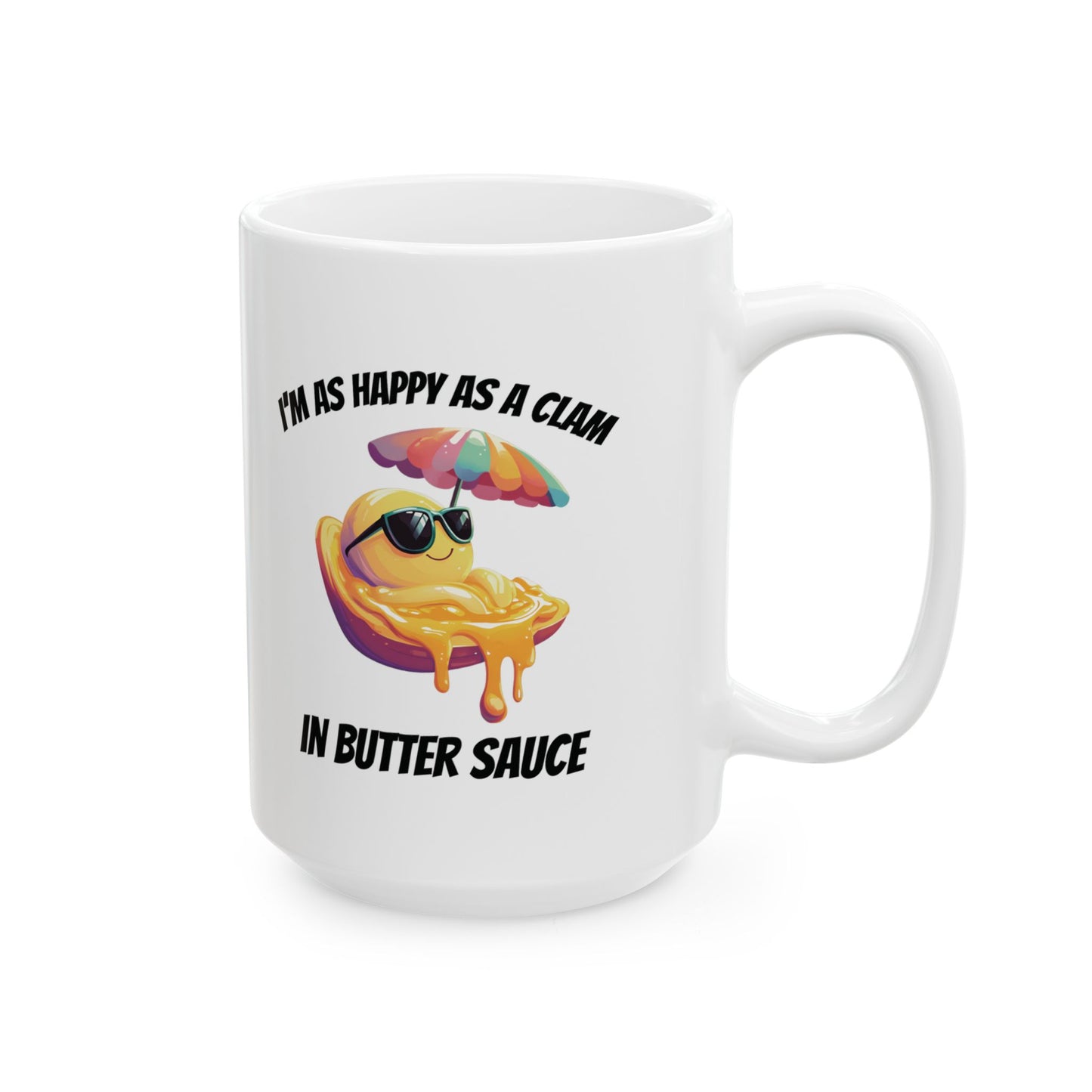 Happy Clam Mug, Butter Sauce, Seafood Lover Gift