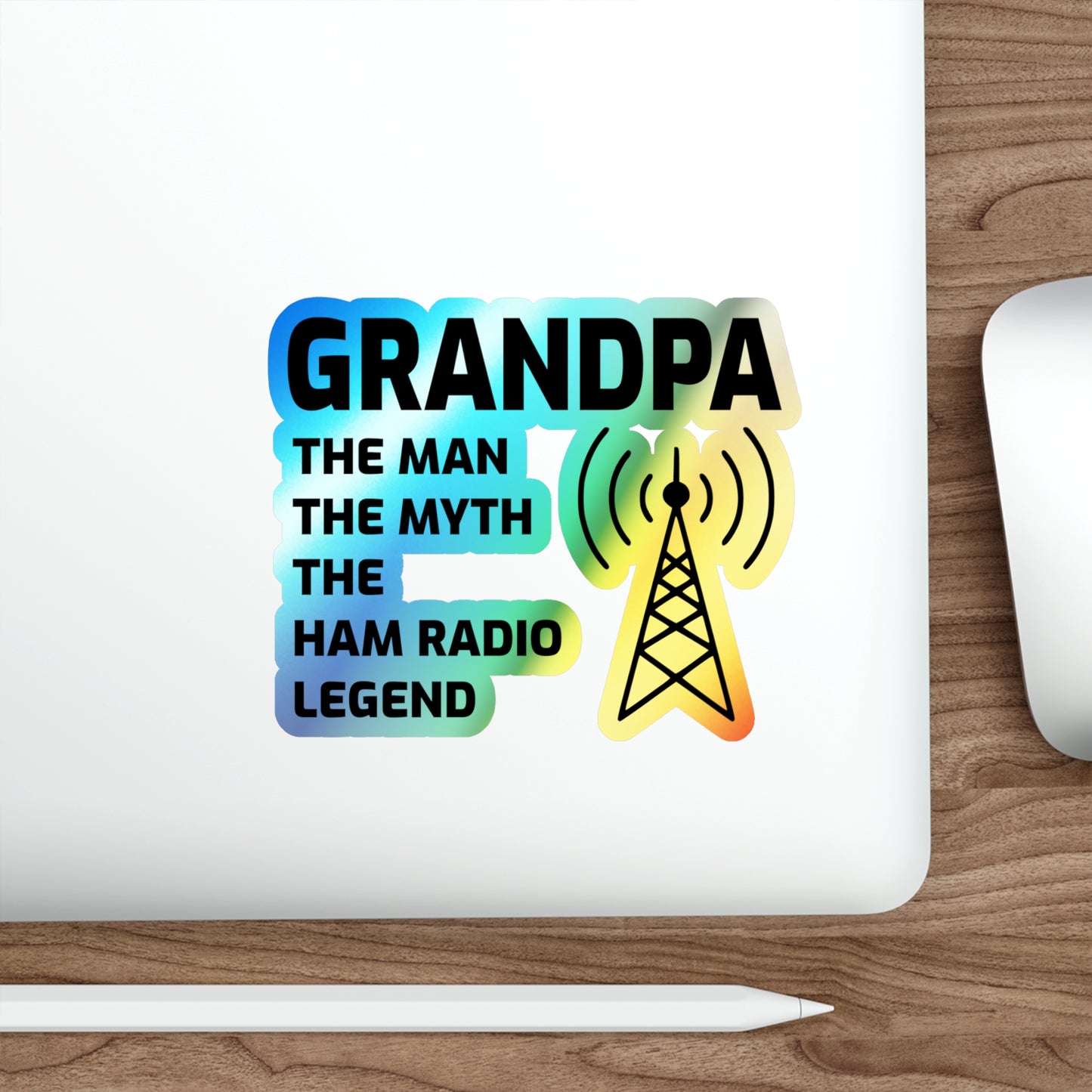 Amateur Ham Radio Operator Stickers Holographic Vinyl Decal - Morse Code & Shortwave for Radio Grandpas