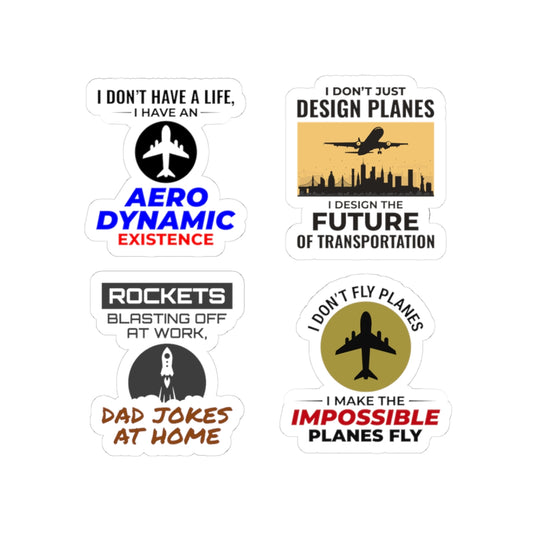 Aerospace Engineer Sticker Pack – 4 PCS Funny Rockets At Work Dad Jokes Impossible Planes Decal Set for Dads