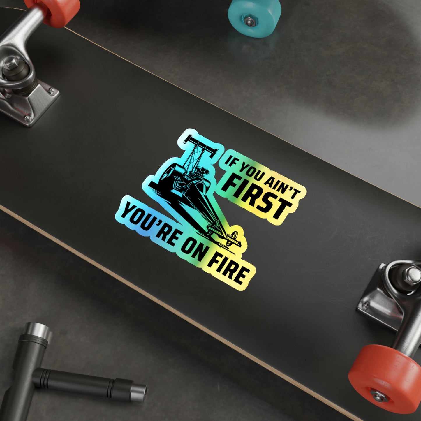 Dragster Drag Racing Holographic Stickers Vinyl – Quarter Mile Muscle Decal for Street Racers