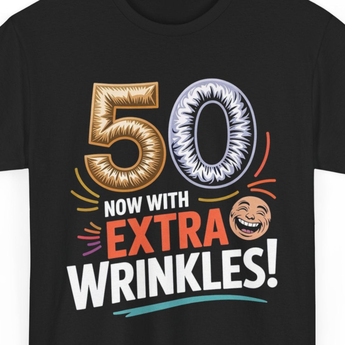 Funny 50th Birthday T-Shirt - 50 Now With Extra Wrinkles Vintage Fifty Years Old Tee for Men Women Turning 50