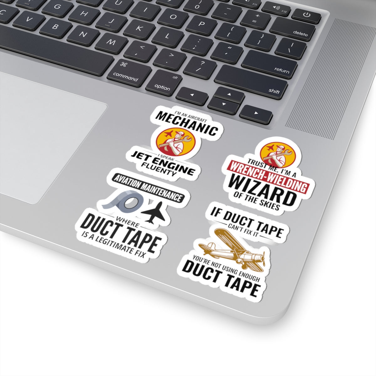 Aviation Mechanic Sticker Pack – 4 PCS Funny Jet Engine Fluent Decals for Aircraft Maintenance Technician