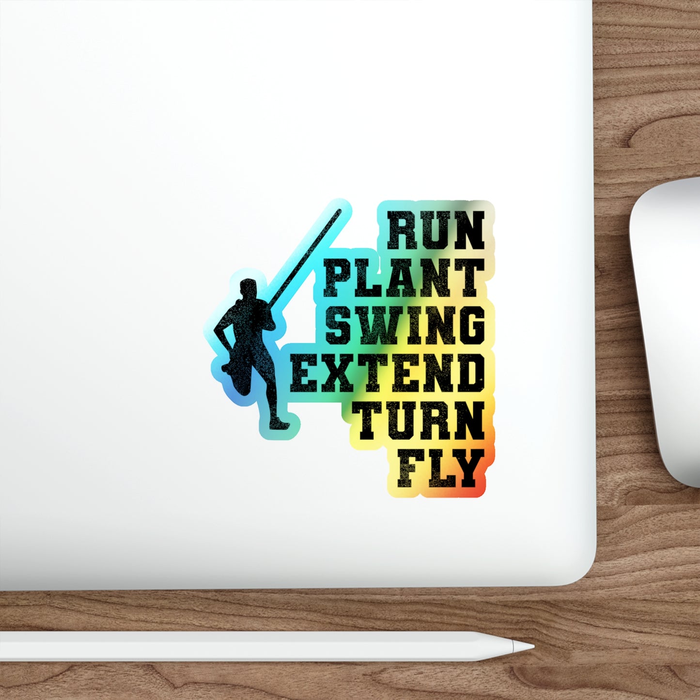Pole Vault Holographic Stickers - Athlete Training Jumping Decal for Sports Enthusiasts